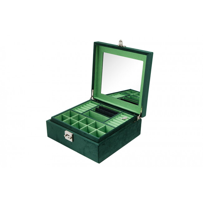 Jewellery box Hamilton, green velvet, 28x26x10.5cm