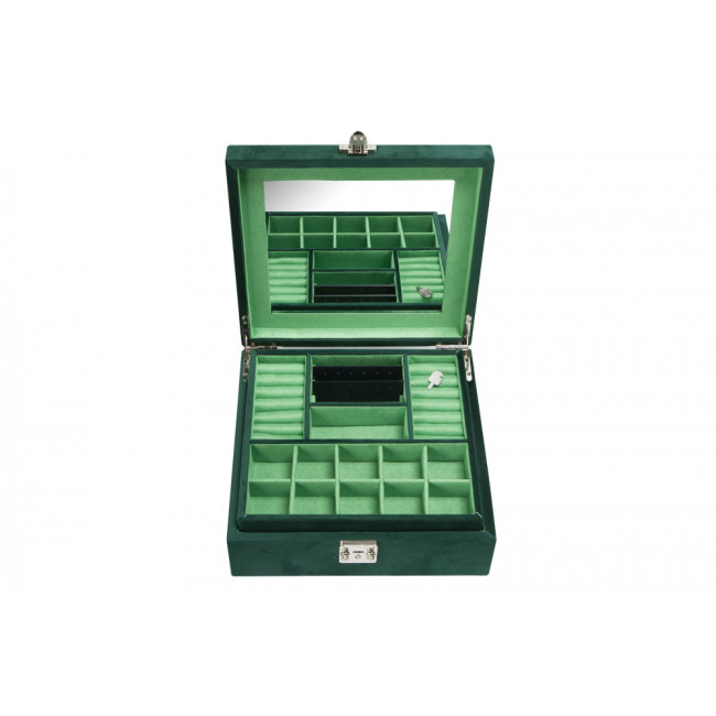 Jewellery box Hamilton, green velvet, 28x26x10.5cm