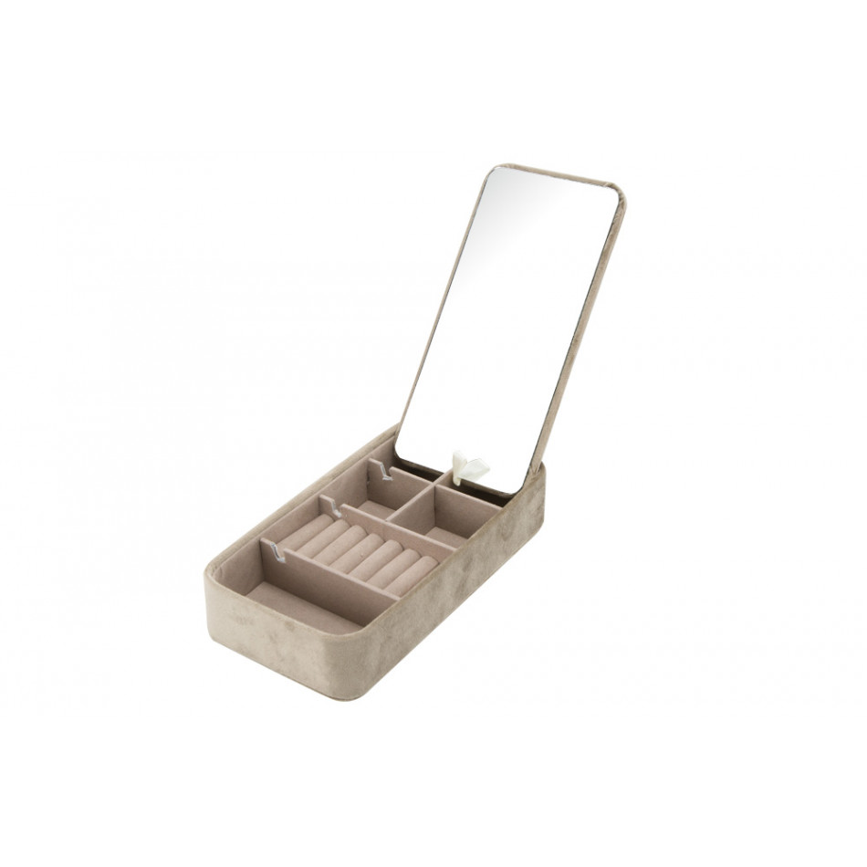 Jewellery box Tiringe, velvet, taupe, 24.5x12.5x5cm