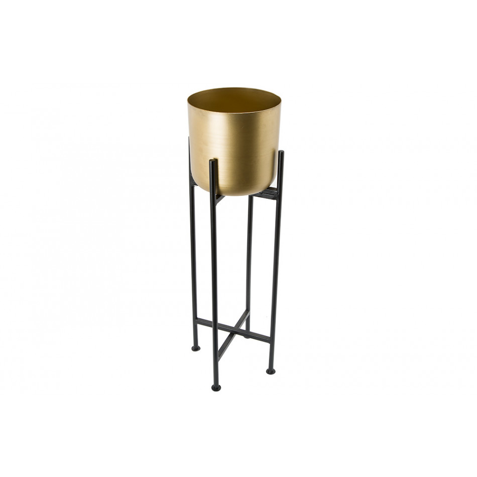 Pot on stand Lilberg, brass antique, frame black matt 22x22x