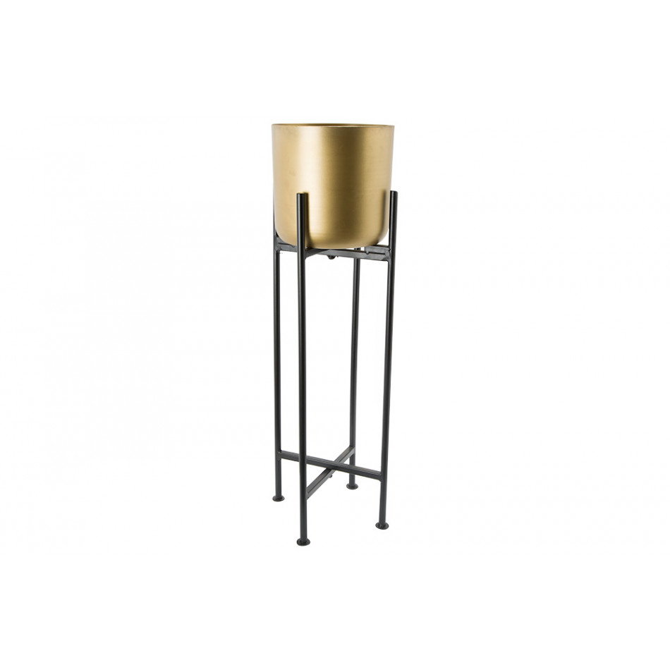 Pot on stand Lilberg, brass antique, frame black matt 22x22x