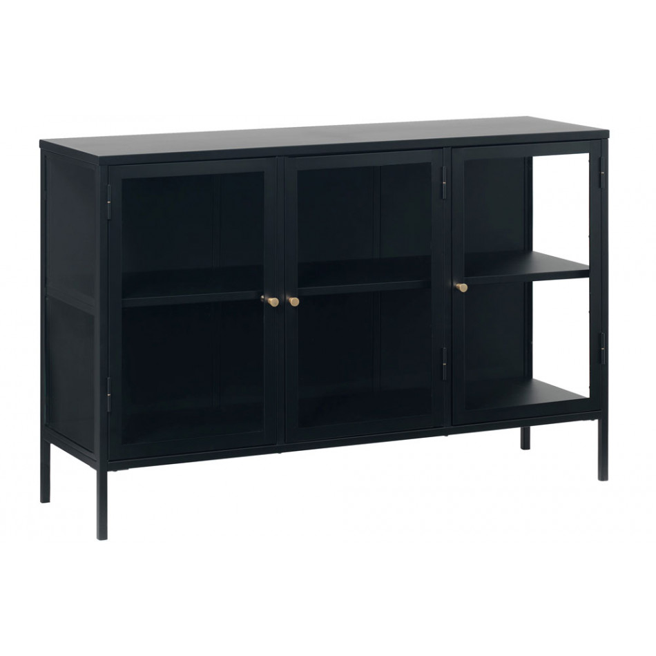 Metal sideboard Carmel 3 sections, black,H85x132x41cm 
