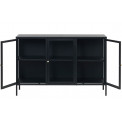 Metal sideboard Carmel 3 sections, black,H85x132x41cm 