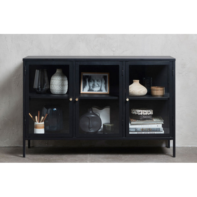 Metal sideboard Carmel 3 sections, black,H85x132x41cm 