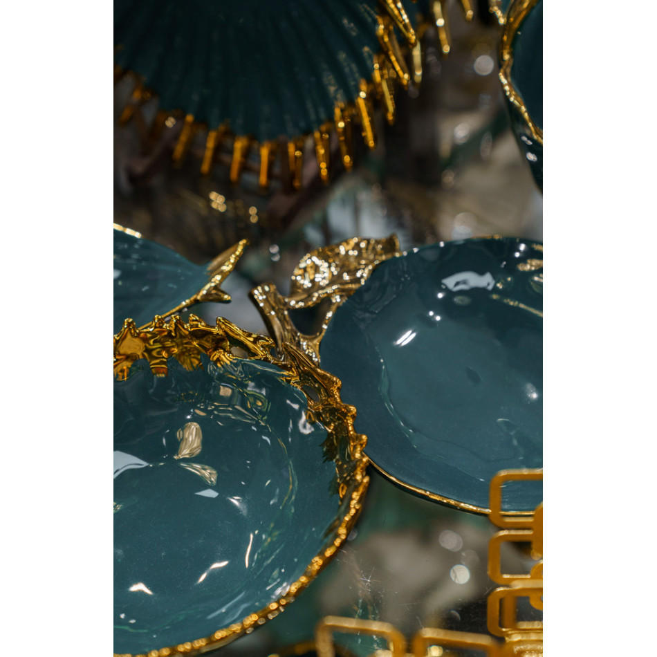 Decorative bowl Wario, green/gold, 23x23x8cm