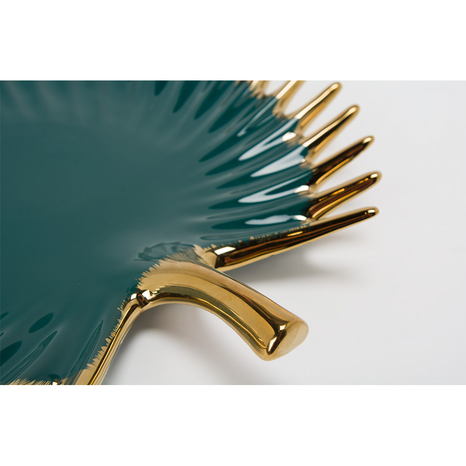 Decorative bowl Waterlo, green/gold, 31x30.5x4.5cm