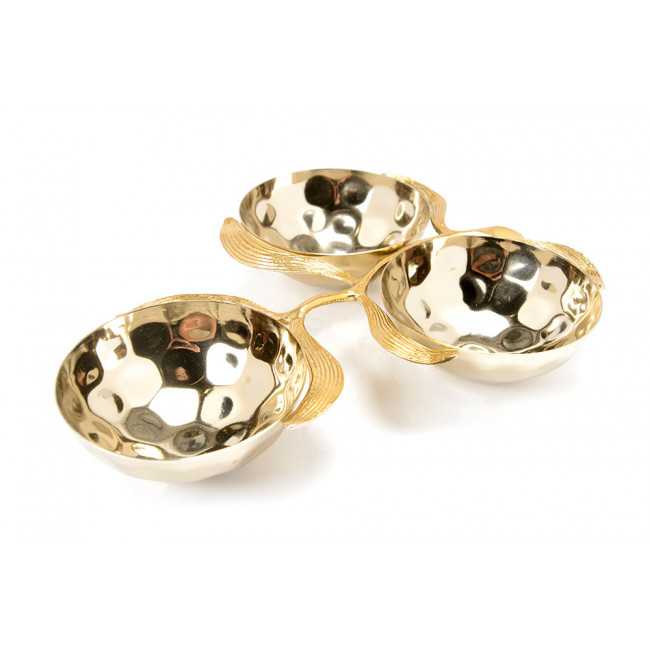 Decorative 3-bowls dish with leaf, 29x21.5cm