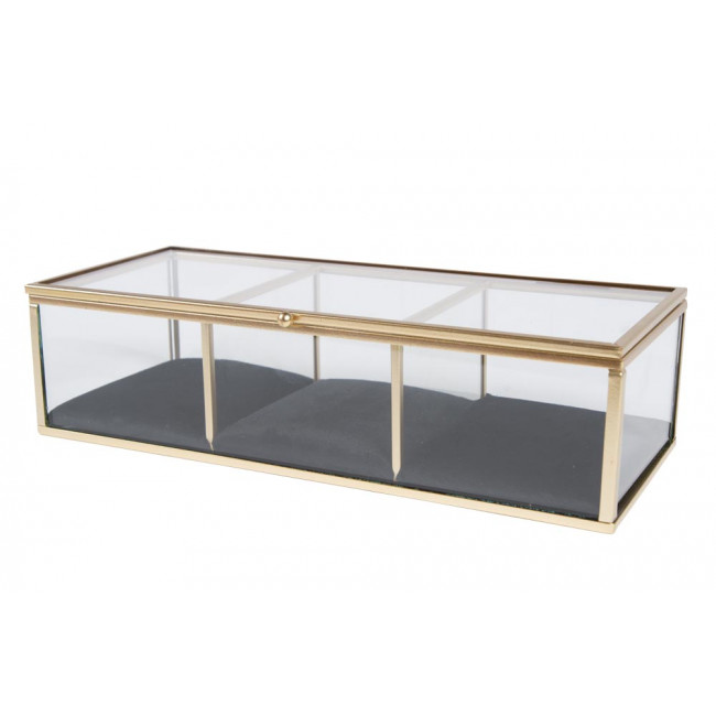 Jewellry box Gold glass H7x25.2x10.3cm