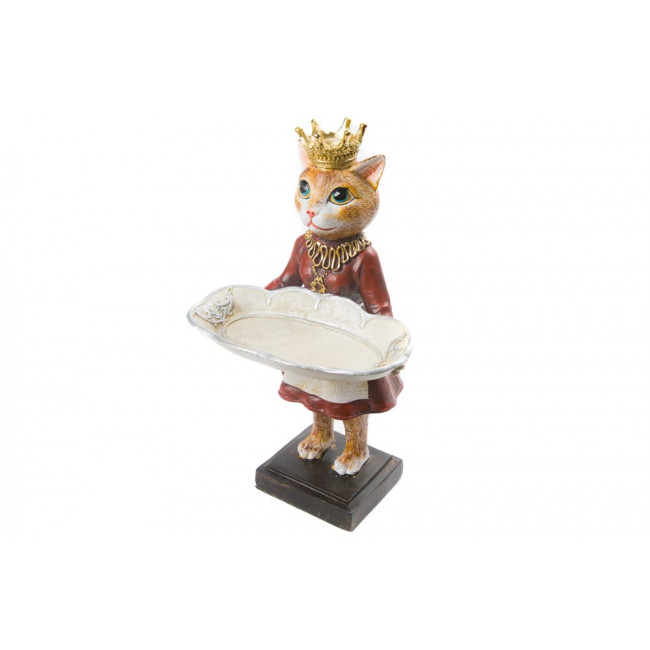 Decorative figure Male cat with crown, multi, 16.5x15x29.5cm