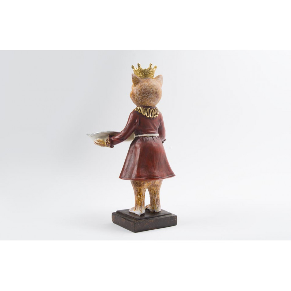 Decorative figure Male cat with crown, multi, 16.5x15x29.5cm