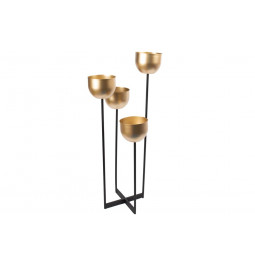 Planter/candleholder Quattro, black/gold, 36x36x H97cm