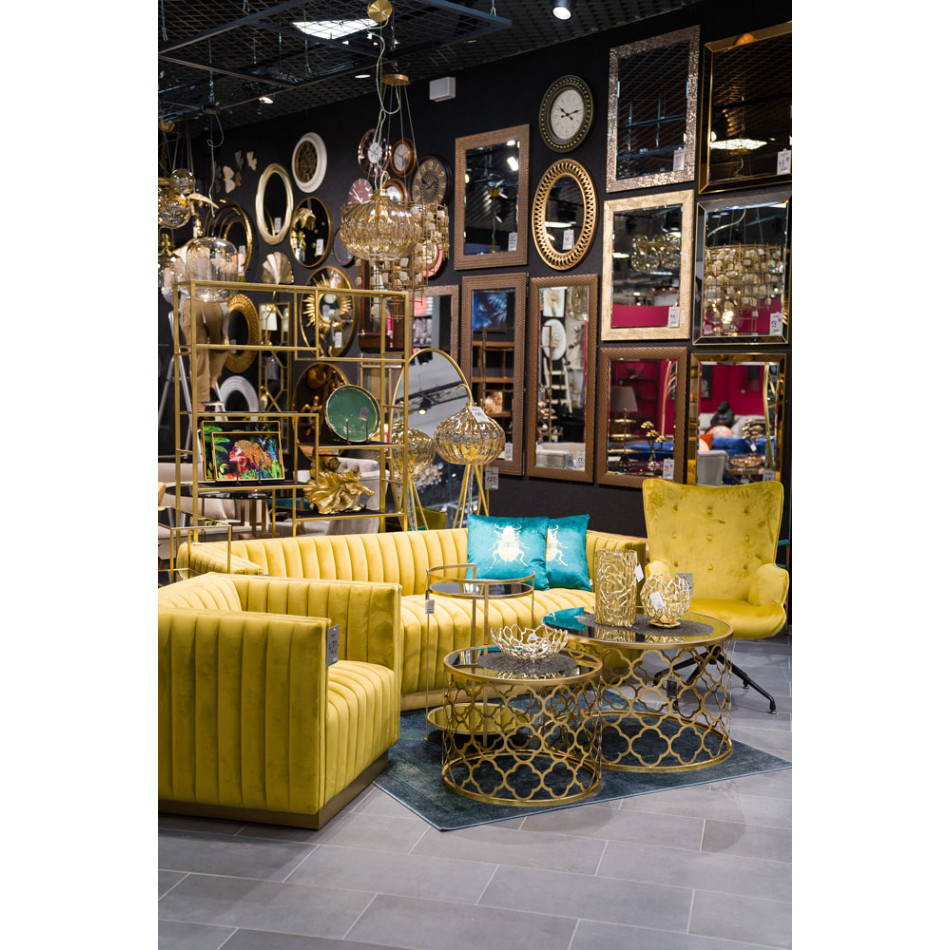 Armchair Dallas, velvet, gold, 103x75.5x70cm, seat h 50cm