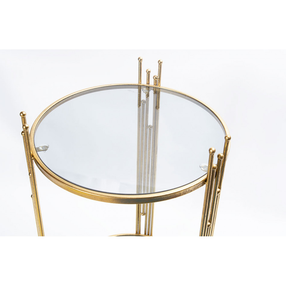 Metal table Bampton M, glass top, gold, H62cm D35cm