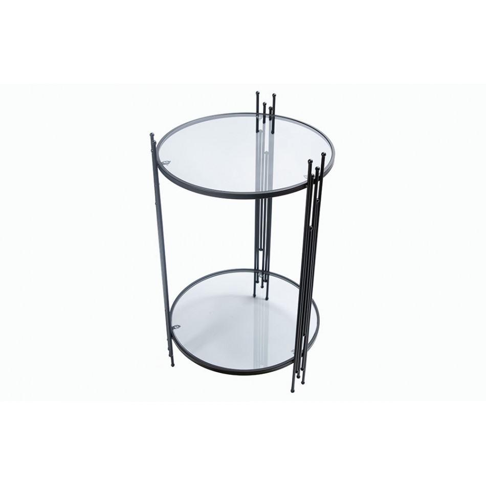 Metal table Bampton L, black, glass top, H67cm D41.5cm