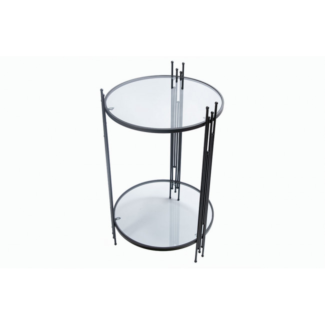 Metal table Bampton L, black, glass top, H67cm D41.5cm