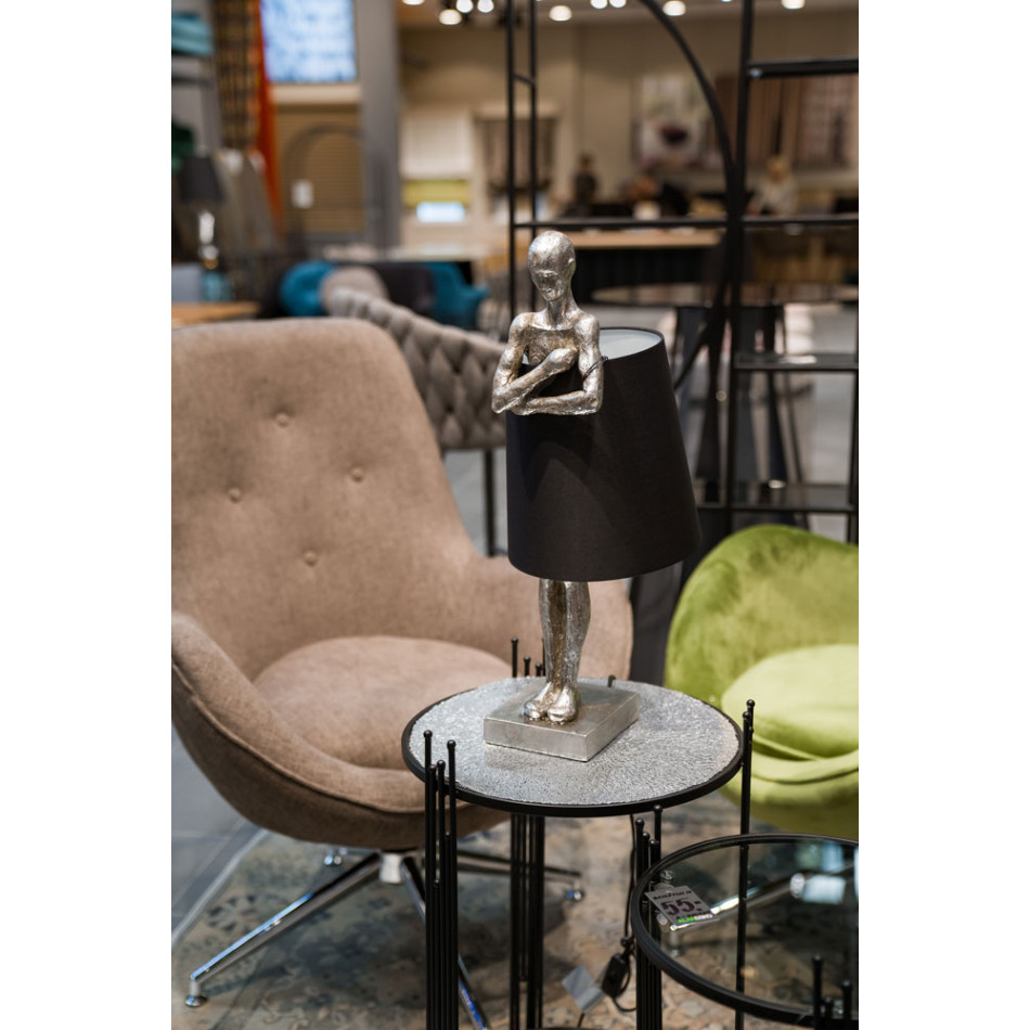 Metal table Bampton L, black, glass top, H67cm D41.5cm