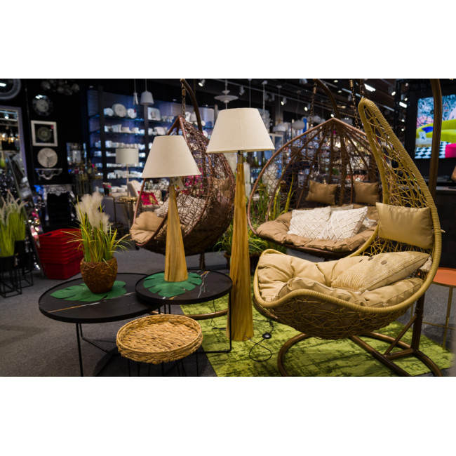 Floor lamp Moora with linen shade, E27 40W, H133.5x 20x20cm