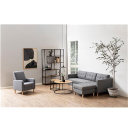 Bookcase Seaford x5, oak/black frame, 114x35x185cm