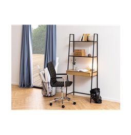Bookcase Seaford w 1 drawer, oak/black frame, 77x36x174.5cm