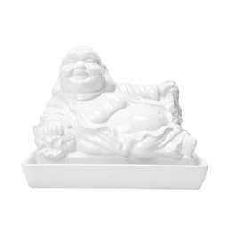 Butter dish Buddha, white, ceramic, 17x14cm