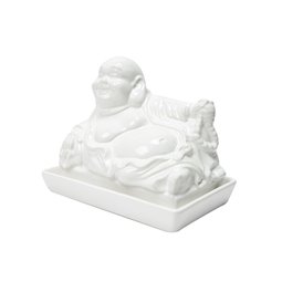 Butter dish Buddha, white, ceramic, 17x14cm
