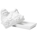 Butter dish Buddha, white, ceramic, 17x14cm