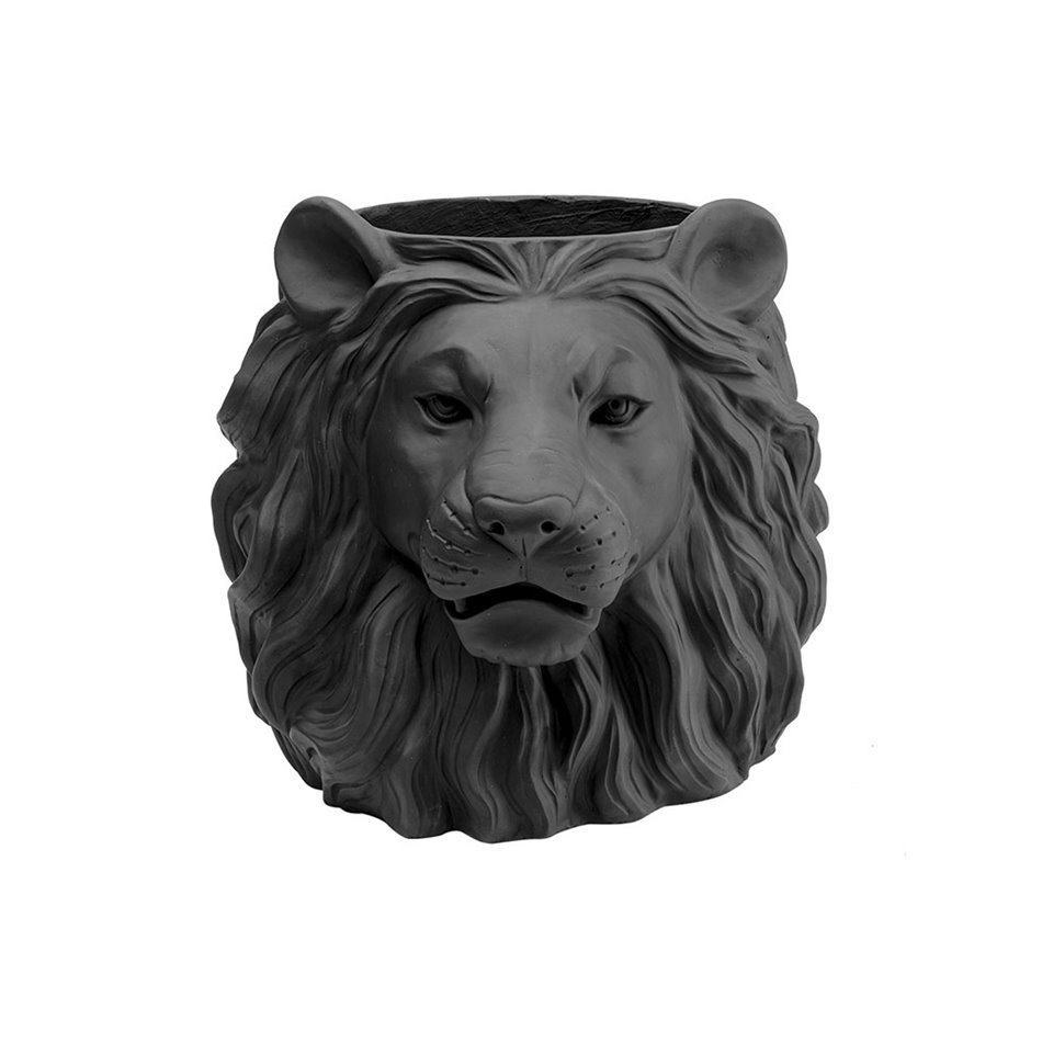 Deco planter Lion Black, 44x40x38cm D24.5