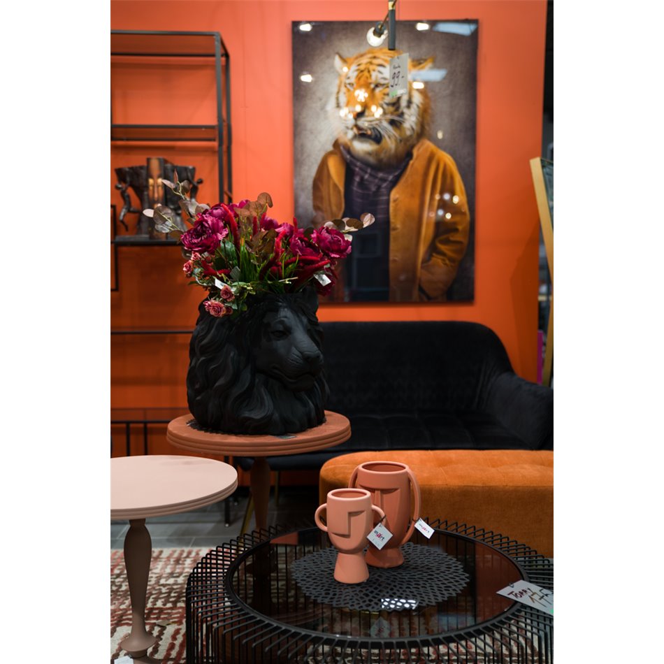 Deco planter Lion Black, 44x40x38cm D24.5