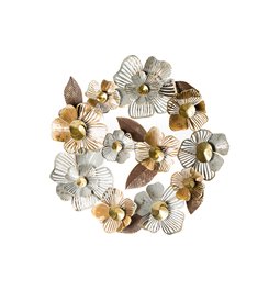 Wall deco Flowers, golden/brown, 78x8x80cm