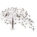Metal wall deco TREE, golden/silver/black, 109x2x72cm
