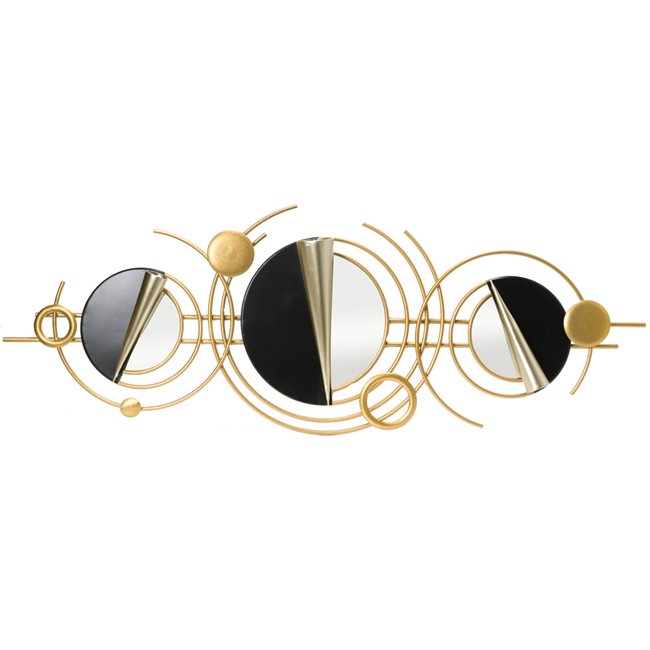 Wall deco Mirror/planter, golden/black, 106x10x38cm