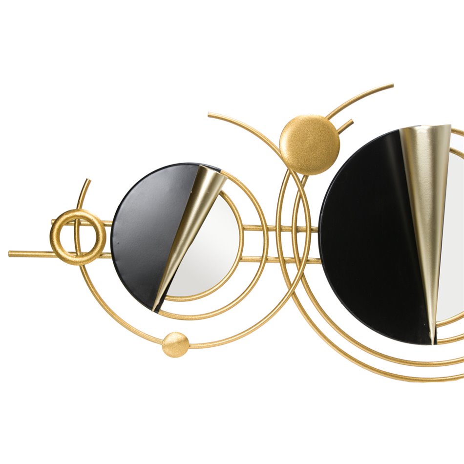 Wall deco Mirror/planter, golden/black, 106x10x38cm