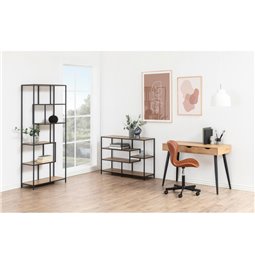 Bookcase Seaford IV, oak/black, 114x35x78cm