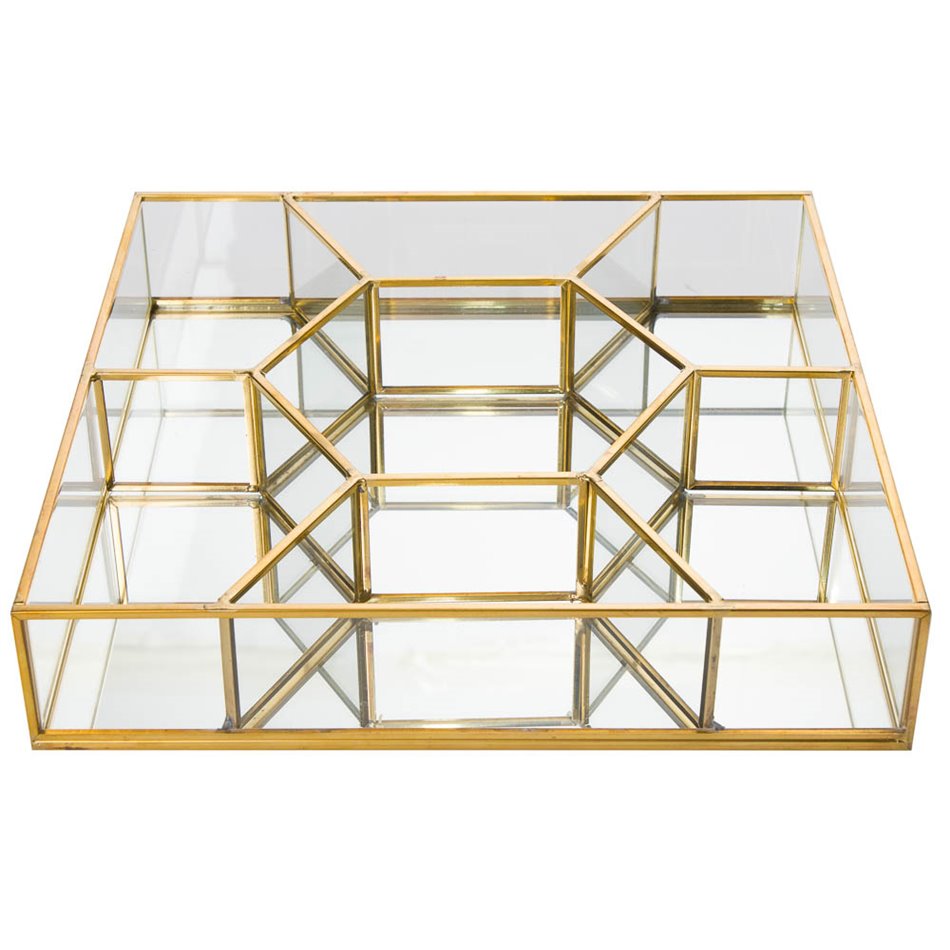 Decorative box, iron/glass,  25x25x5cm