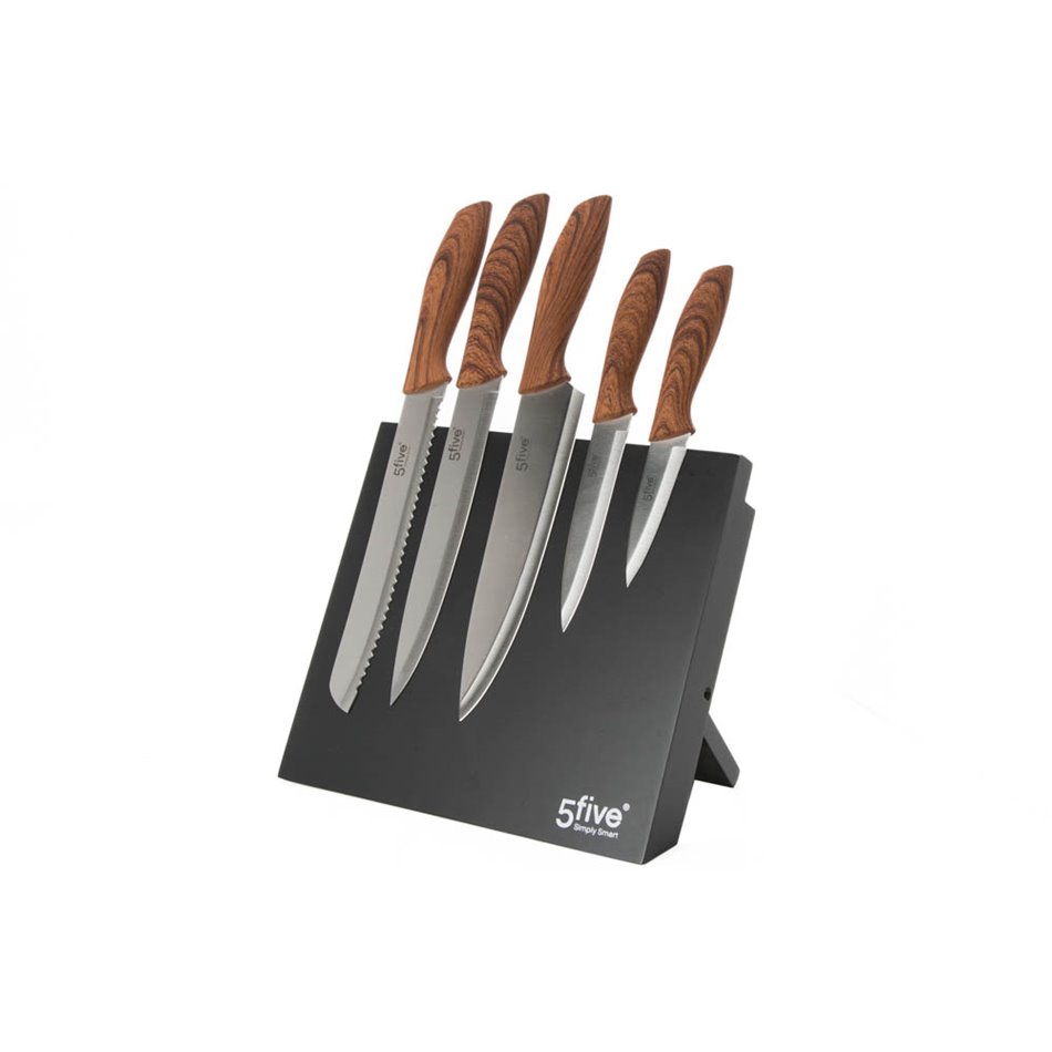 Knife holder with magnet set 5 pcs, 24.5x6.7xH36cm
