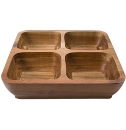 Acacia serving plate with 4 sections