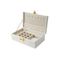 Jewellery box Hannja, beige PU/ beige velvet, H9x27x18cm