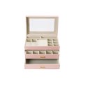 Jewellery box Harena, pink PU/ beige velvet, H17x28x18cm
