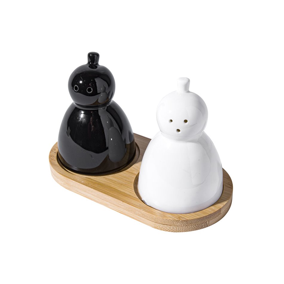 S and P set Alien, porcelain/bamboo, H10x14x7cm