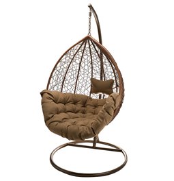 Plaited hanging chair Gabro, brown, H195, D105cm