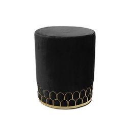 Pouff Black, velvet, H42 x D36cm