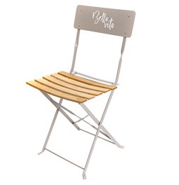 Folding chair Bella Vita, grey, metal/wood, 81x42x48cm