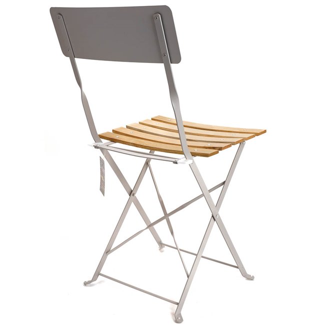 Folding chair Bella Vita, grey, metal/wood, 81x42x48cm