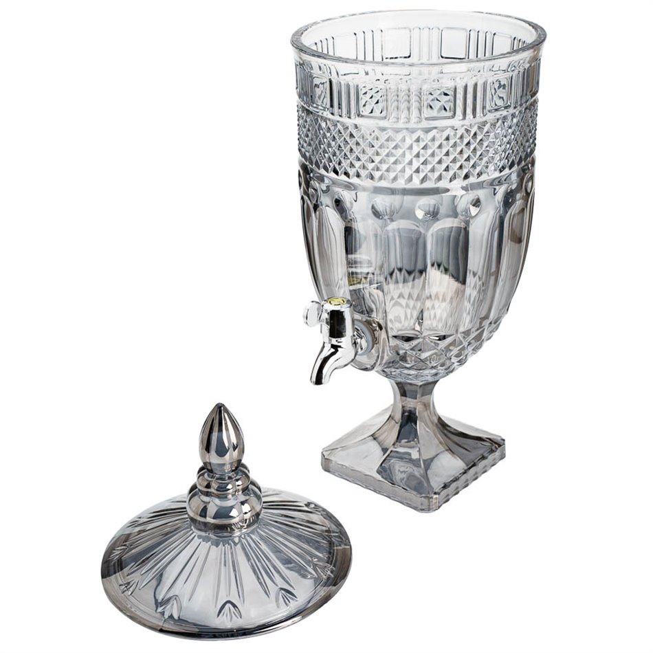 Glass jar with tap, grey, D20x52cm