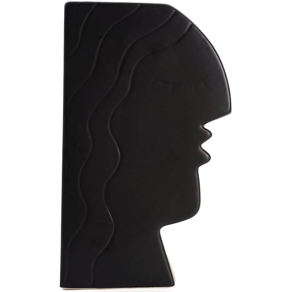 Ceramic vase Face, black, 26x16x11cm