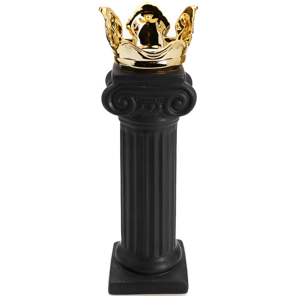 Ceramic vase Column, black/golden, 33x10x9cm