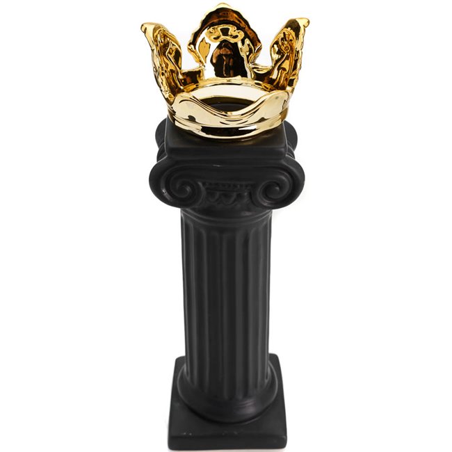Ceramic vase Column, black/golden, 33x10x9cm