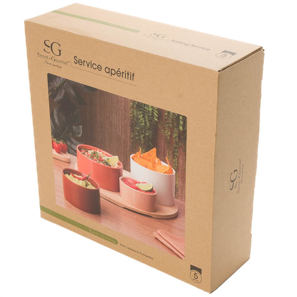 Apetaizer set Alicante, ceramic/bamboo, D33x10.5cm
