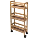 Shelf Narrow wheels troley, bamboo, H74.5x36x15cm