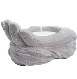 Candlestick Hand with candle, gray,H9x15x9.5cm, 105g